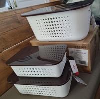 Set van 3 multifunctionele opbergmanden - opbergdozen - met deksel - 3 maten - thumbnail