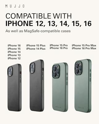 Mujjo Magsafe lederen card portomonee stand - Green Smoke