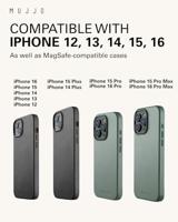 Mujjo Magsafe lederen card portomonee stand - Green Smoke - thumbnail