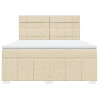 Boxspring met matras stof crèmekleurig 180x200 cm