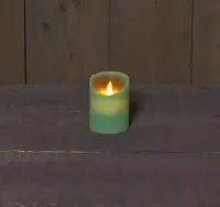 Anna&apos;s Collection LED kaars flame effect rustiek 7.5x10cm jade groen 1 stuks - thumbnail