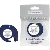 Rillprint compatible LetraTAG tape voor Dymo 91200, 12 mm, papier, wit - thumbnail