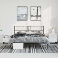 Bedframe met hoofdbord metaal zwart 135x190 cm - thumbnail