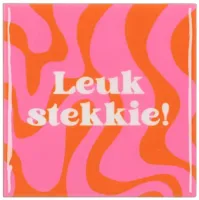Daan Kromhout Design tegeltje keramiek leuk stekkie! 10x10cm pink - thumbnail