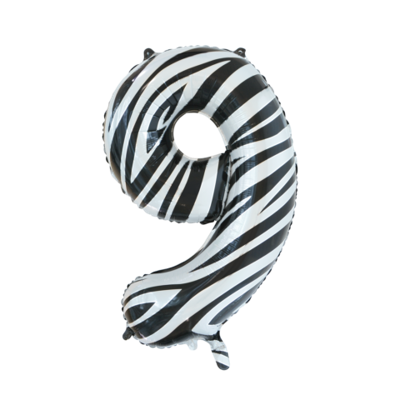 Folieballon Cijfer 9 Zebra (86cm)