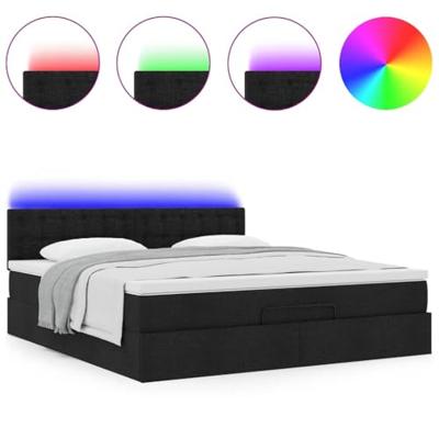 Ottoman bed met matras en LED's 160x200cm stof zwart