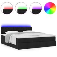 Ottoman bed met matras en LED's 160x200cm stof zwart - thumbnail