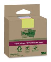 Post-it Super Sticky Notes Recycled, 70 vel, ft 76 x 76 mm, assorti, pak van 3 blokken - thumbnail
