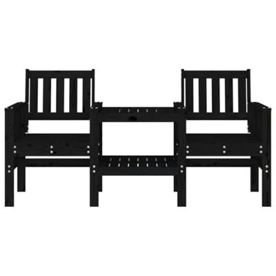 Tuinbank met tafel 2-zits massief grenenhout zwart