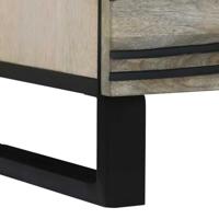 Nachtkastje Wit en zwart 40 x 33 x 46 cm massief mangohout - thumbnail