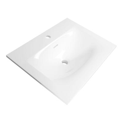 Brauer Glacier Wastafel - 60 cm - met 1 Spoelbak en 1 Kraangat - Fine Stone Hoogglans Wit