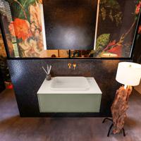 Badkamermeubelset Mondiaz Erin 80 cm met 1 Lade met RIDGE Wastafel Midden Linen Zonder Kraangaten Greeploos Mat Army - thumbnail