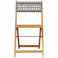 Bistrostoelen 2 st massief acaciahout en poly rattan grijs - thumbnail