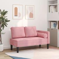 Chaise longue met kussens fluweel roze - thumbnail