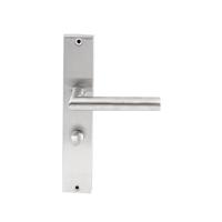 Hardbrass Deurkruk Toledo op rechthoekig langschild WC63/8mm - RVS - thumbnail