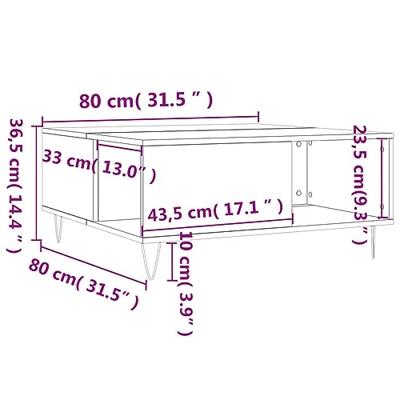 Salontafel 80x80x36,5 cm bewerkt hout sonoma eikenkleurig
