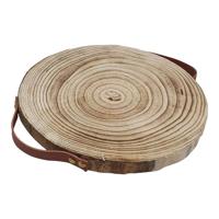 Playwood Decoratie boomschijf paulownia hout met leren handvatten - thumbnail