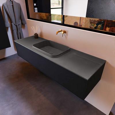 Badkamermeubelset Mondiaz Erin 150 cm met 1 Lade met RIDGE Wastafel Midden Dark grey Zonder Kraangaten Greeploos Mat Urban Badkamermeubelset Mondiaz Erin 150 cm met 1 Lade met RIDGE Wastafel Midden Dark grey Zonder Kraangaten Greeploos Mat Urban