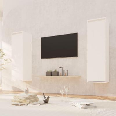 Wandkasten 2 st 30x30x100 cm massief grenenhout wit