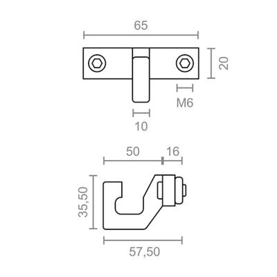 Luifelhaak Micel TLD11 Wit 65 x 57,5 x 35,5 mm