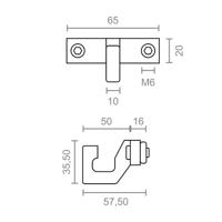 Luifelhaak Micel TLD11 Wit 65 x 57,5 x 35,5 mm - thumbnail