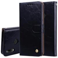 Business stijl olie Wax textuur horizontale Flip lederen case voor Huawei P Smart 2019 met houder & kaartsleuven & portemonnee (zwart) - thumbnail