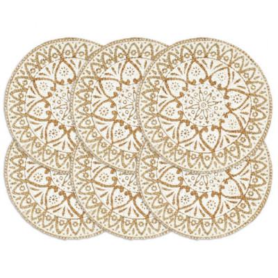 Placemats 6 st rond 38 cm jute wit Placemats 6 st rond 38 cm jute wit