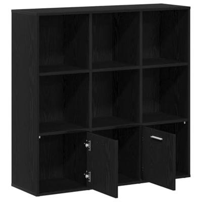 Boekenkast 98x29x97,5 cm bewerkt hout zwart eikenkleur