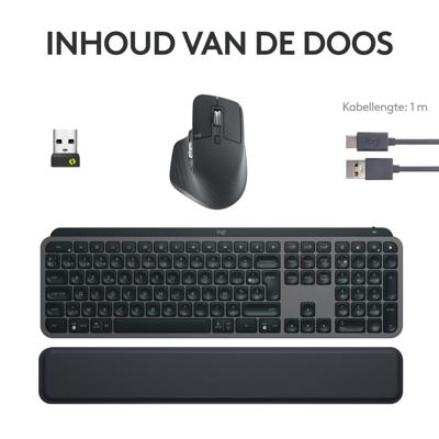 Draadloos toetsenbord - LOGITECH - MX Keys S Combo - Bluetooth - Achtergrondverlichting - Stille toetsen - Grafiet