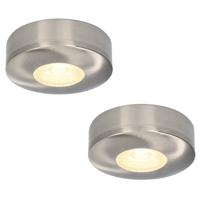 Set van 2 Pavo - Platte LED opbouwspots 23mm - 3W 300lm - 2700K - Dimbaar - Rond - IP44 - RVS - thumbnail