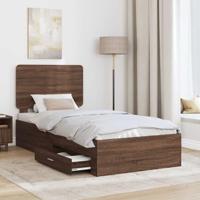 Bedframe met hoofdeinde Bruin Eiken 75 x 190 cm Bewerkt hout - thumbnail