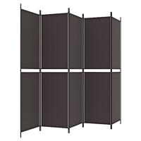 Kamerscherm met 5 panelen 250x200 cm stof bruin - thumbnail