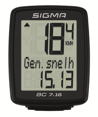 Sigma BC 7,16 Kilometerteller 7 functies - Zwart Sigma BC 7,16 Kilometerteller 7 functies - Zwart