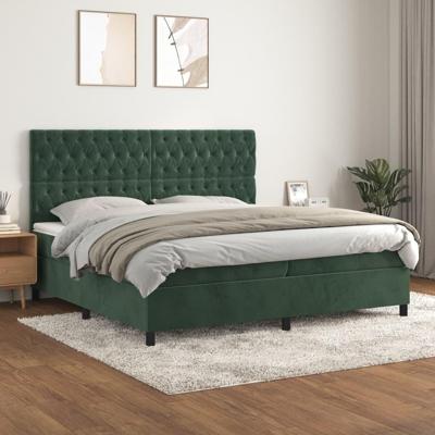 Boxspring met matras fluweel donkergroen 200x200 cm