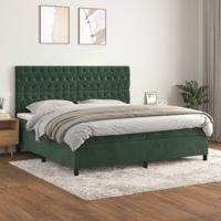 Boxspring met matras fluweel donkergroen 200x200 cm - thumbnail