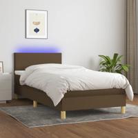 Boxspring met matras en LED stof donkerbruin 80x200 cm - thumbnail