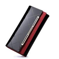 Koeienhuid lederen portemonnee luxe design dames Party Clutch lakleer portemonnees lange kaarthouder (zwart) - thumbnail