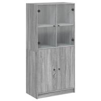 Hoge kast met deuren 68x37x142 cm bewerkt hout grijs sonoma - thumbnail
