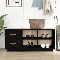 VidaXL Schoenenbank 100x34x45 cm massief grenenhout zwart - thumbnail