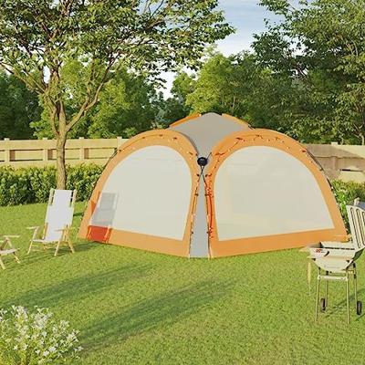 VidaXL Partytent met led en 4 zijwanden 3,6x3,6x2,3 m grijs en oranje