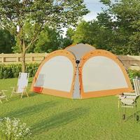 VidaXL Partytent met led en 4 zijwanden 3,6x3,6x2,3 m grijs en oranje - thumbnail