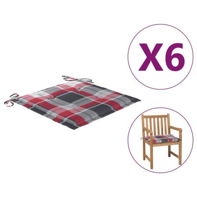 Tuinstoelkussens 6 st 50x50x3 cm oxford stof ruitpatroon rood