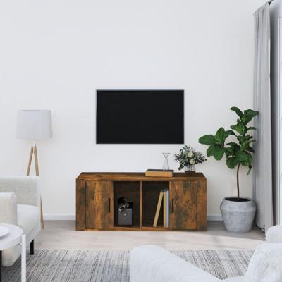 Tv-meubel 100x35x40 cm bewerkt hout gerookt eikenkleurig Tv-meubel 100x35x40 cm bewerkt hout gerookt eikenkleurig