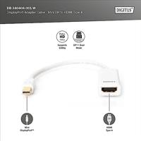 Digitus DB-340404-001-W HDMI / Mini-displayport Adapter [1x Mini-DisplayPort stekker - 1x HDMI-bus] Wit Rond, Afgeschermd (dubbel) 15.00 cm - thumbnail