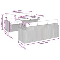 7-delige Loungeset met kussens poly rattan beige - thumbnail
