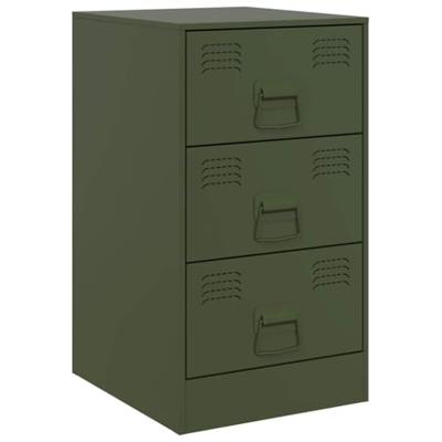 Nachtkastjes 2 st 34,5x39x62 cm staal olijfgroen