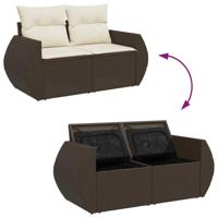6-delige Loungeset met kussens poly rattan bruin - thumbnail