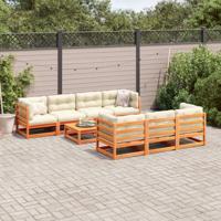 8-delige Loungeset met kussens massief grenenhout wasbruin - thumbnail