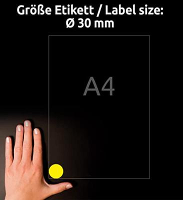 Avery-Zweckform L6128-20 Folie-etiketten Ø 30 mm Polyester folie Geel 960 stuk(s) Permanent hechtend Laser (kleur), Laser (zwart/wit), Kopiëren (kleur), - thumbnail
