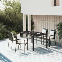 5-delige Tuinset met kussens poly rattan zwart - thumbnail